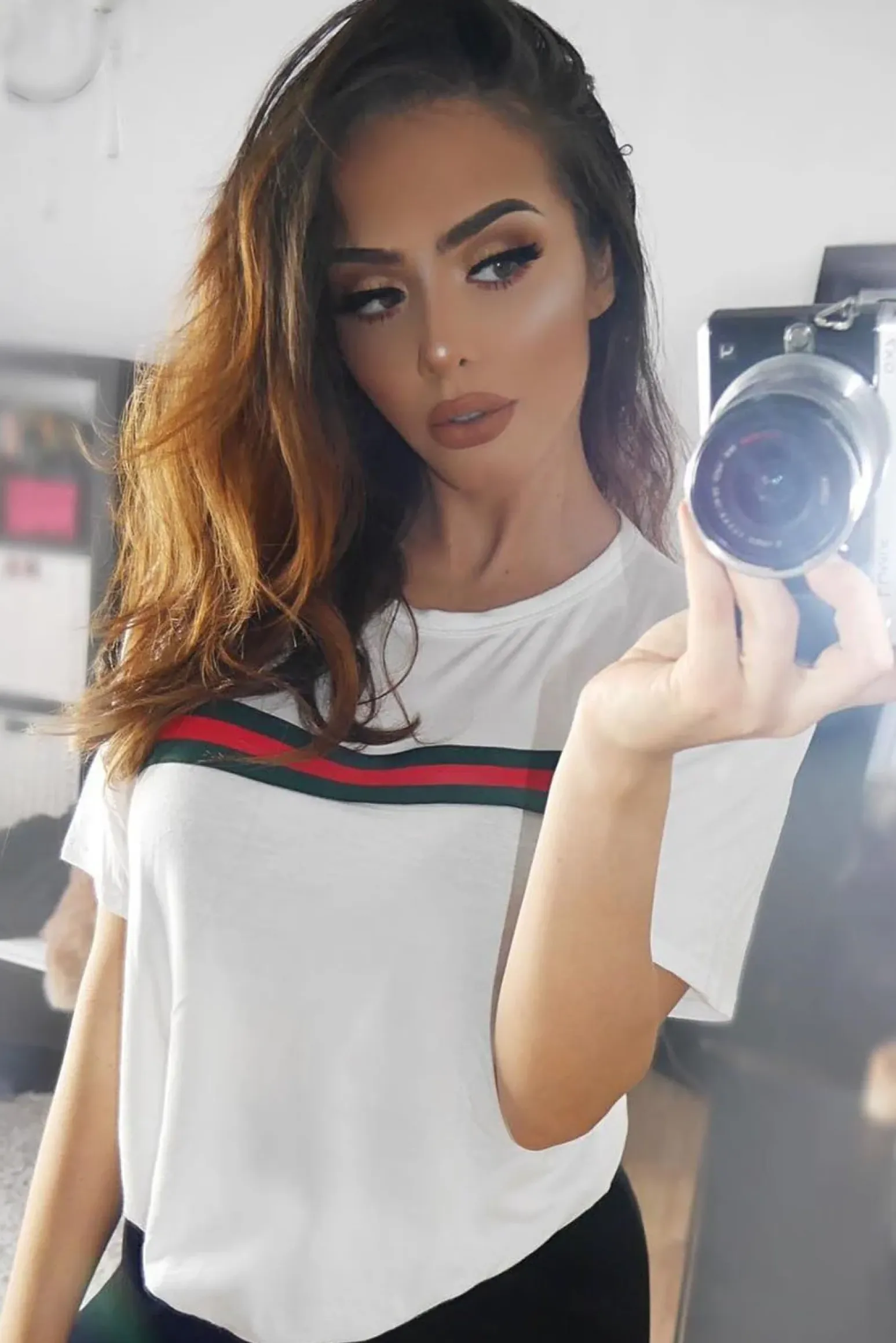 Rebellious Fashion White Stripe Front T Shirt Dress - Kamden