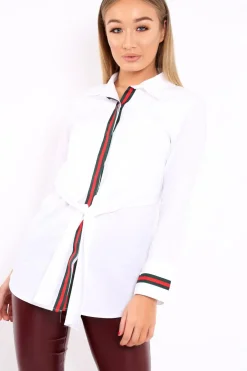 Rebellious Fashion White Stripe Shirt Dress - Idella