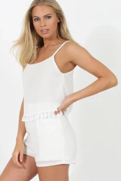 Rebellious Fashion White Tassel Layered Playsuit - Charlie