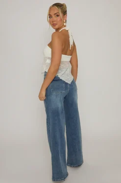 Rebellious Fashion White Textured Halterneck Cami Top - Martina