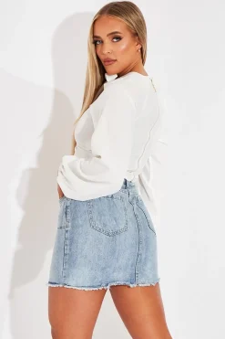Rebellious Fashion White Tie Bow Crop Top - Izzie
