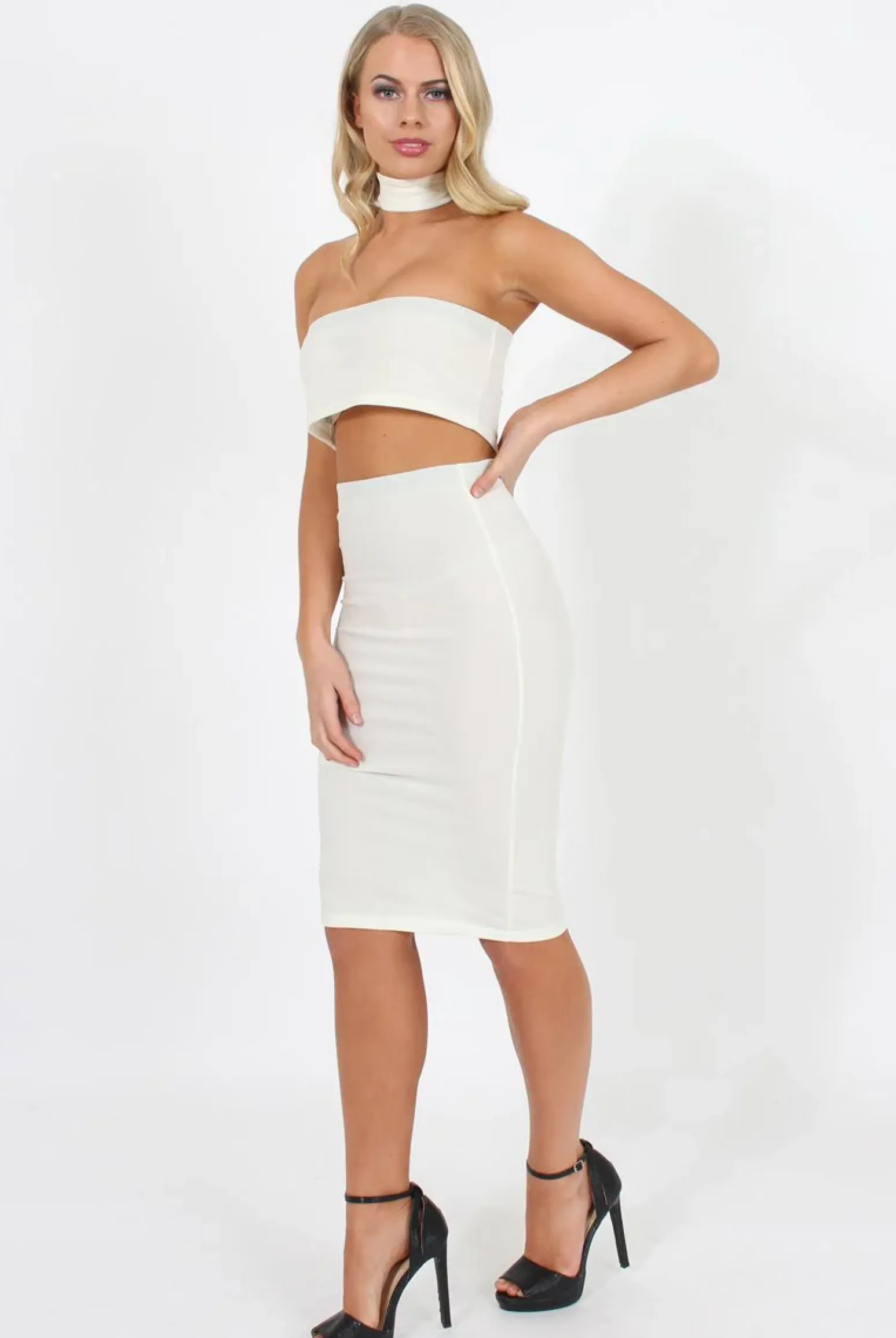 Rebellious Fashion White Two piece with Choker - Hope