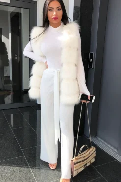 Rebellious Fashion White Wide Legged Pleated Trousers - Chantel