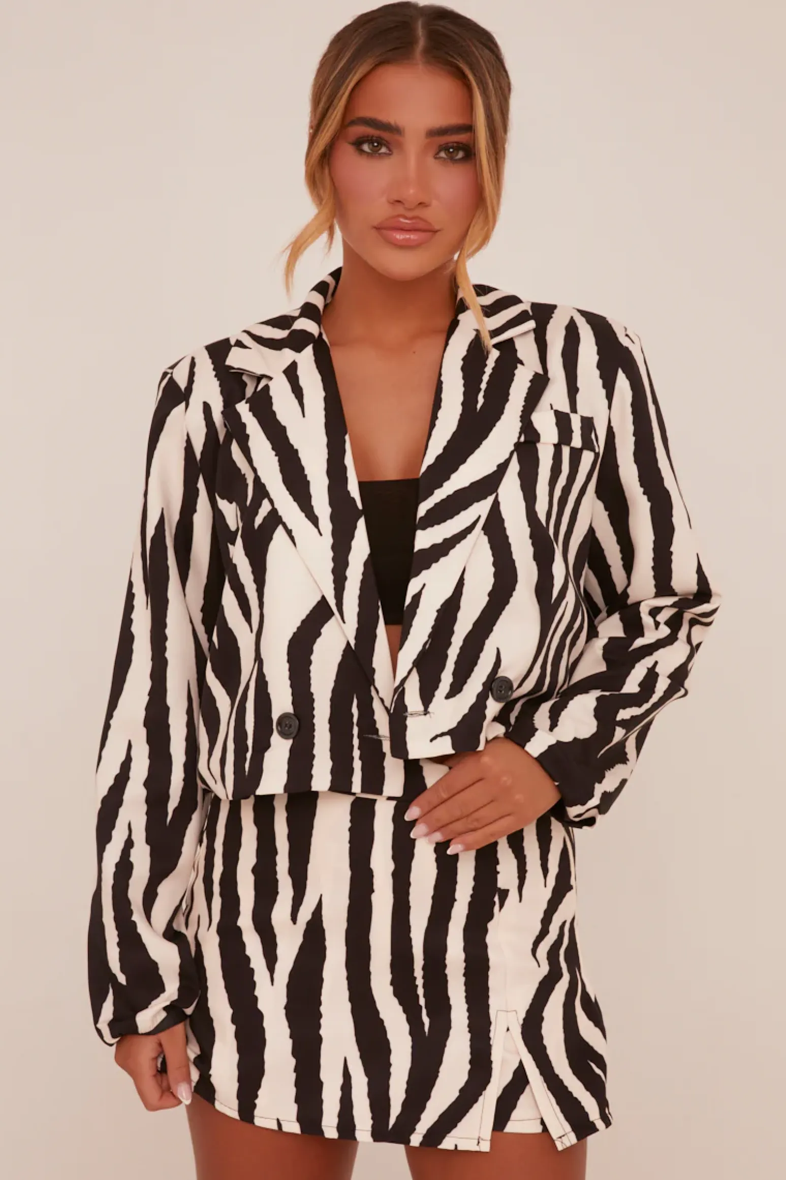 Rebellious Fashion White Zebra Print Skort - Talia