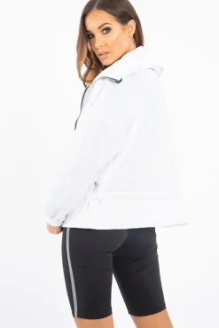 Rebellious Fashion White Zip Front Rain Jacket - Idalie