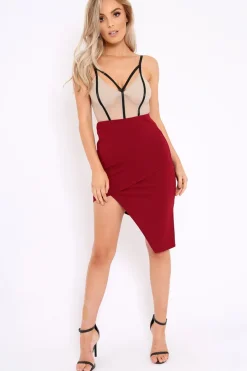 Rebellious Fashion Wine Asymmetric Skirt - Amina