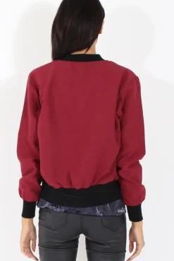 Rebellious Fashion Wine Bomber Jacket - Maisie
