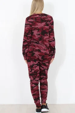 Rebellious Fashion Wine Camouflage Loungewear -Lolo