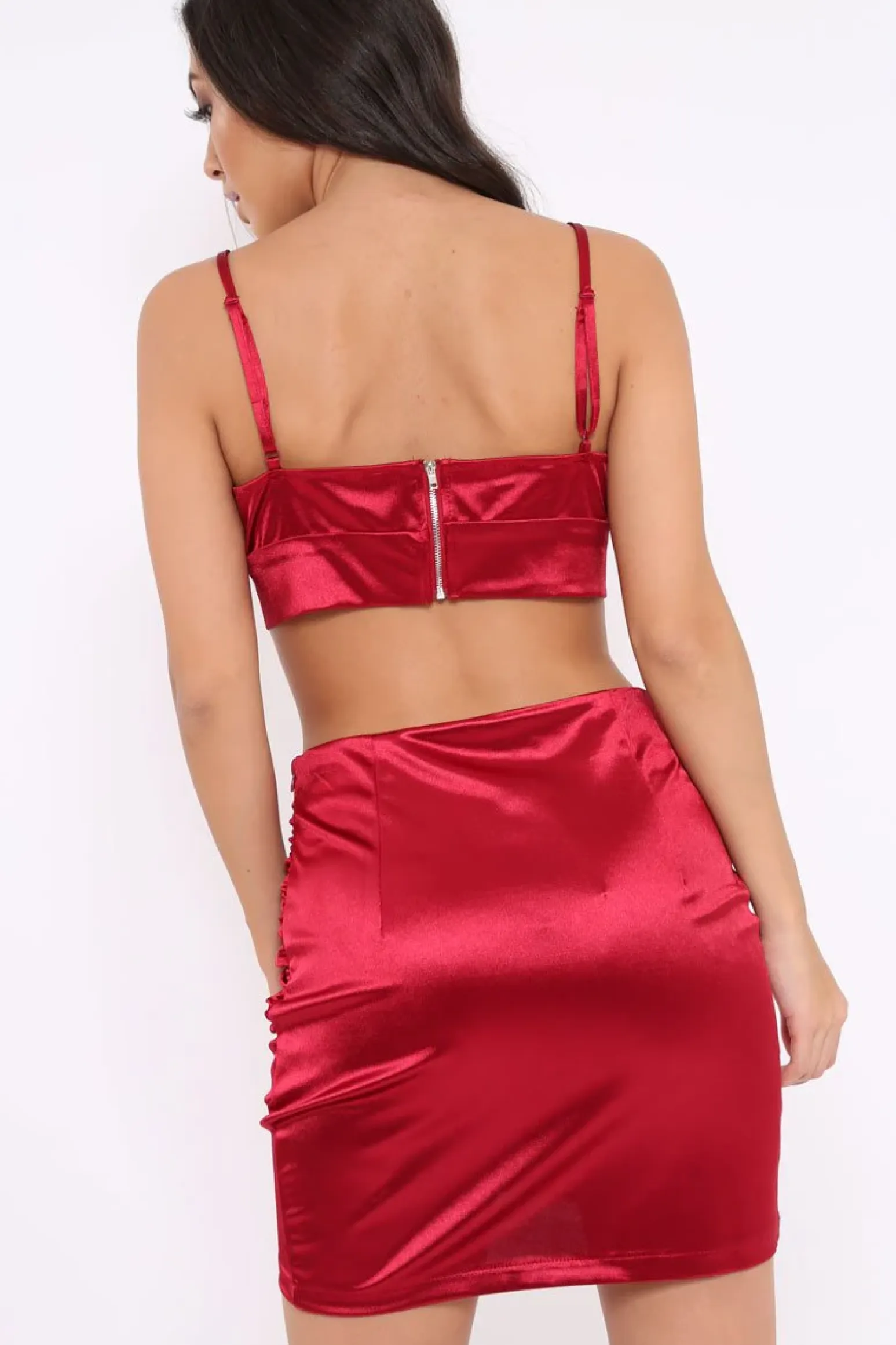 Rebellious Fashion Wine Crop top and Skirt Co-ord - Jazmina