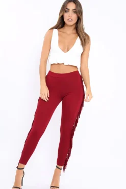 Rebellious Fashion Wine Fringe Leggings - Rosaleen