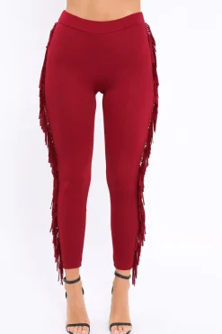 Rebellious Fashion Wine Fringe Leggings - Rosaleen