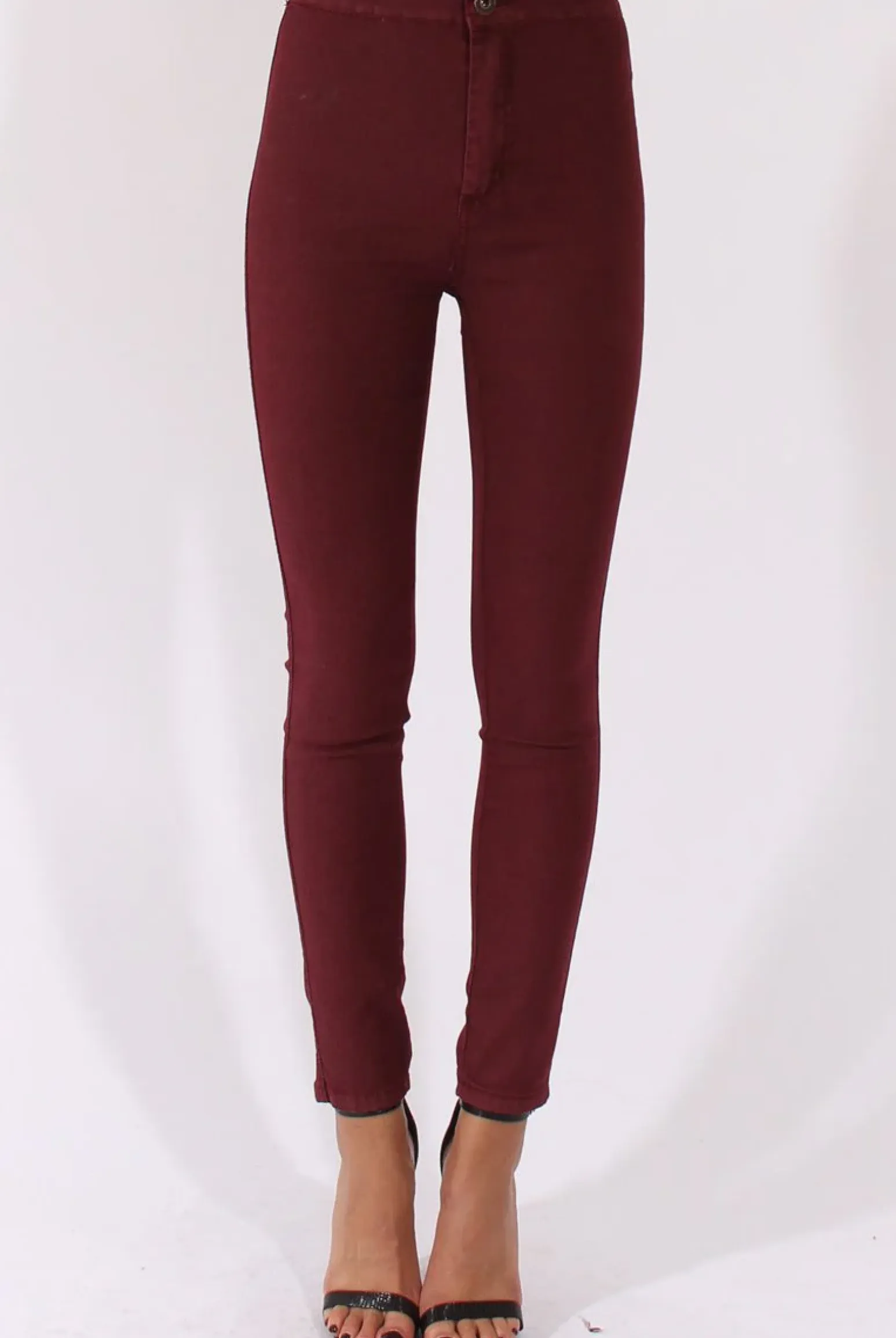 Rebellious Fashion Wine High Waisted Skinny Jeans - Riley