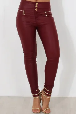 Rebellious Fashion Wine High Waisted Skinny Jeans-Joffy