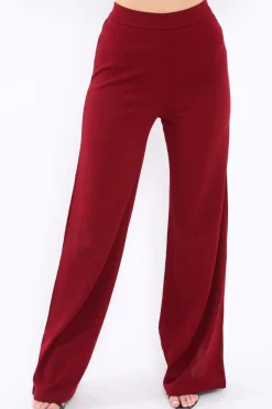 Rebellious Fashion Wine High Waist Flare Trousers -Tisha