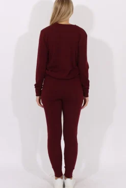 Rebellious Fashion Wine Loungewear Set - Josie