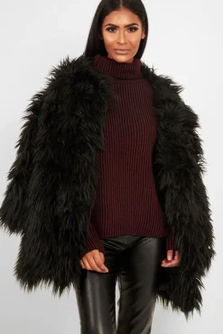 Rebellious Fashion Wine Ottoman Rib Roll Neck Jumper - Renee