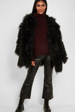 Rebellious Fashion Wine Ottoman Rib Roll Neck Jumper - Renee