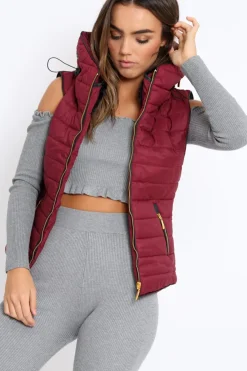 Rebellious Fashion Wine Padded Gilet - Ariella