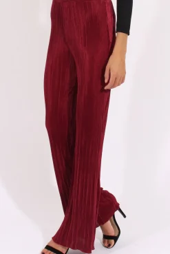 Rebellious Fashion Wine Pleated Long High Waisted Trousers - Jojo