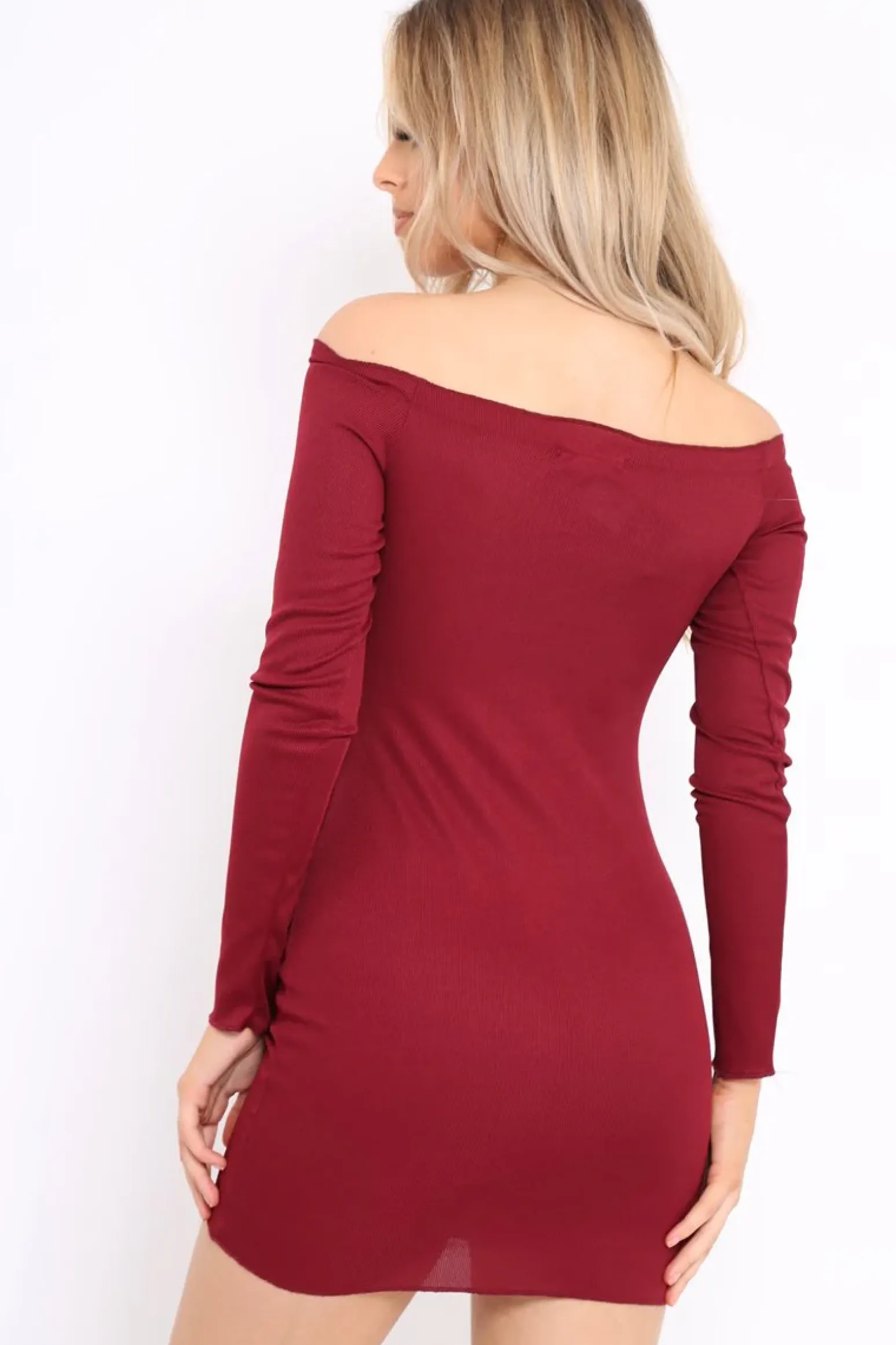 Rebellious Fashion Wine Ribbed Lace Up Front Mini Dress - Gracey