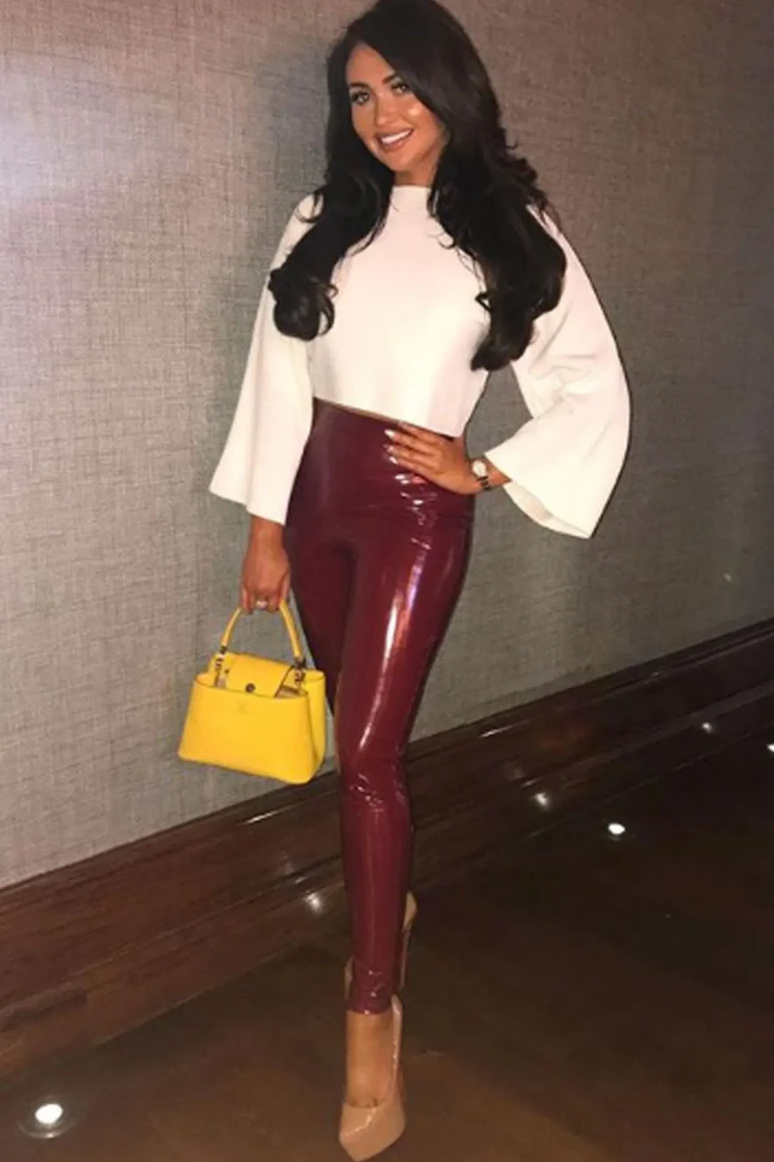 Rebellious Fashion Wine Shiny Vinyl PU Leggings - Rio