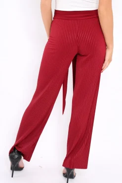 Rebellious Fashion Wine Wide Legged Pleated Trousers - Chantel
