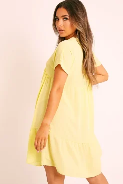 Rebellious Fashion Yellow Plunge Smock Dress - Cambriella