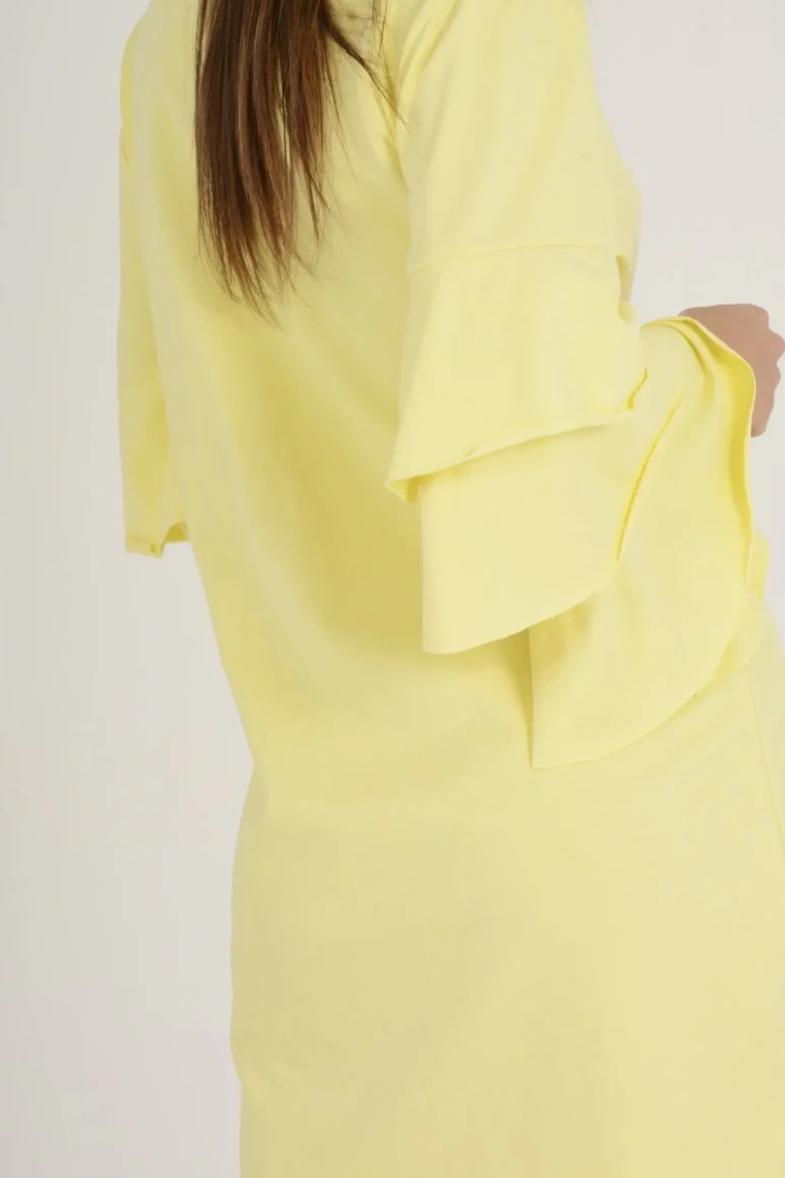 Rebellious Fashion Yellow Frilled Sleeve Swing Dress - Aaria