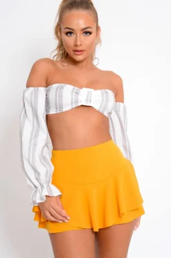 Rebellious Fashion Yellow Frill High Waisted Shorts - Claudelle
