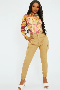 Rebellious Fashion Yellow Geometric Pattern Mesh Bodysuit - Bee