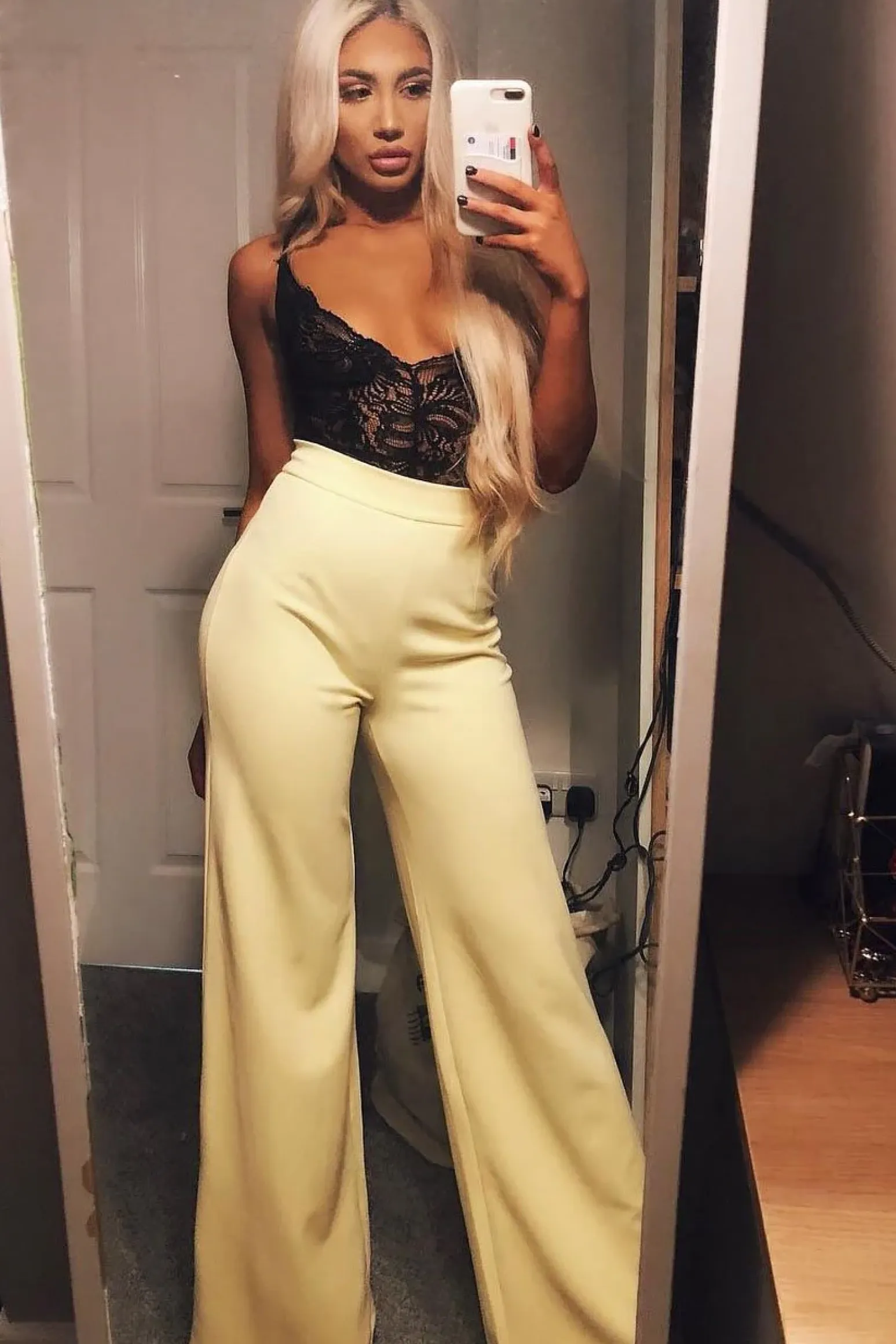Rebellious Fashion Yellow High Waist Flare Trousers -Tisha