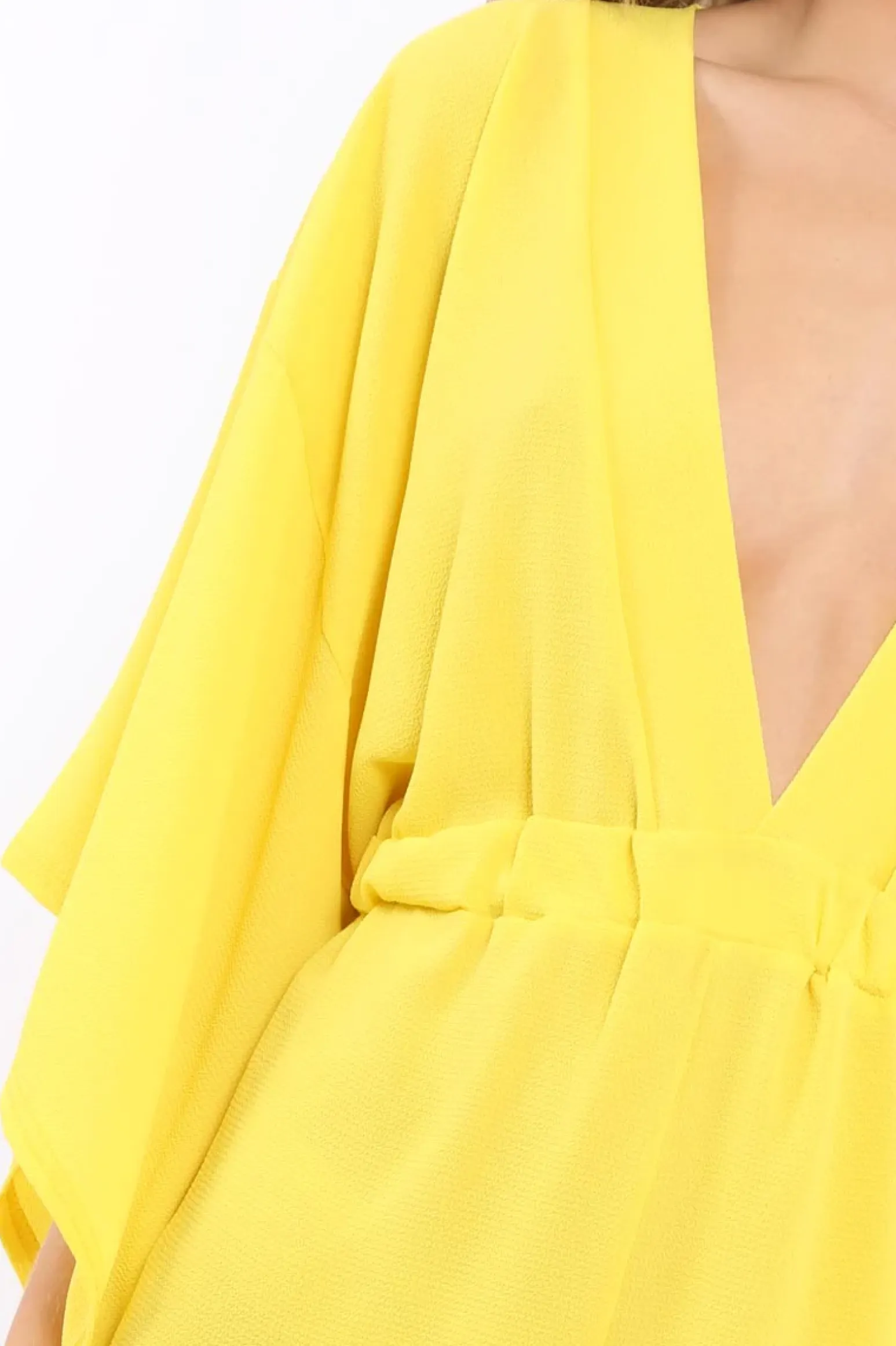 Rebellious Fashion Yellow Kimono Plunge Playsuit - Alisa