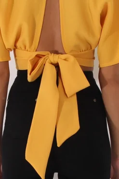 Rebellious Fashion Yellow Plunge Crop Top - Suzanne