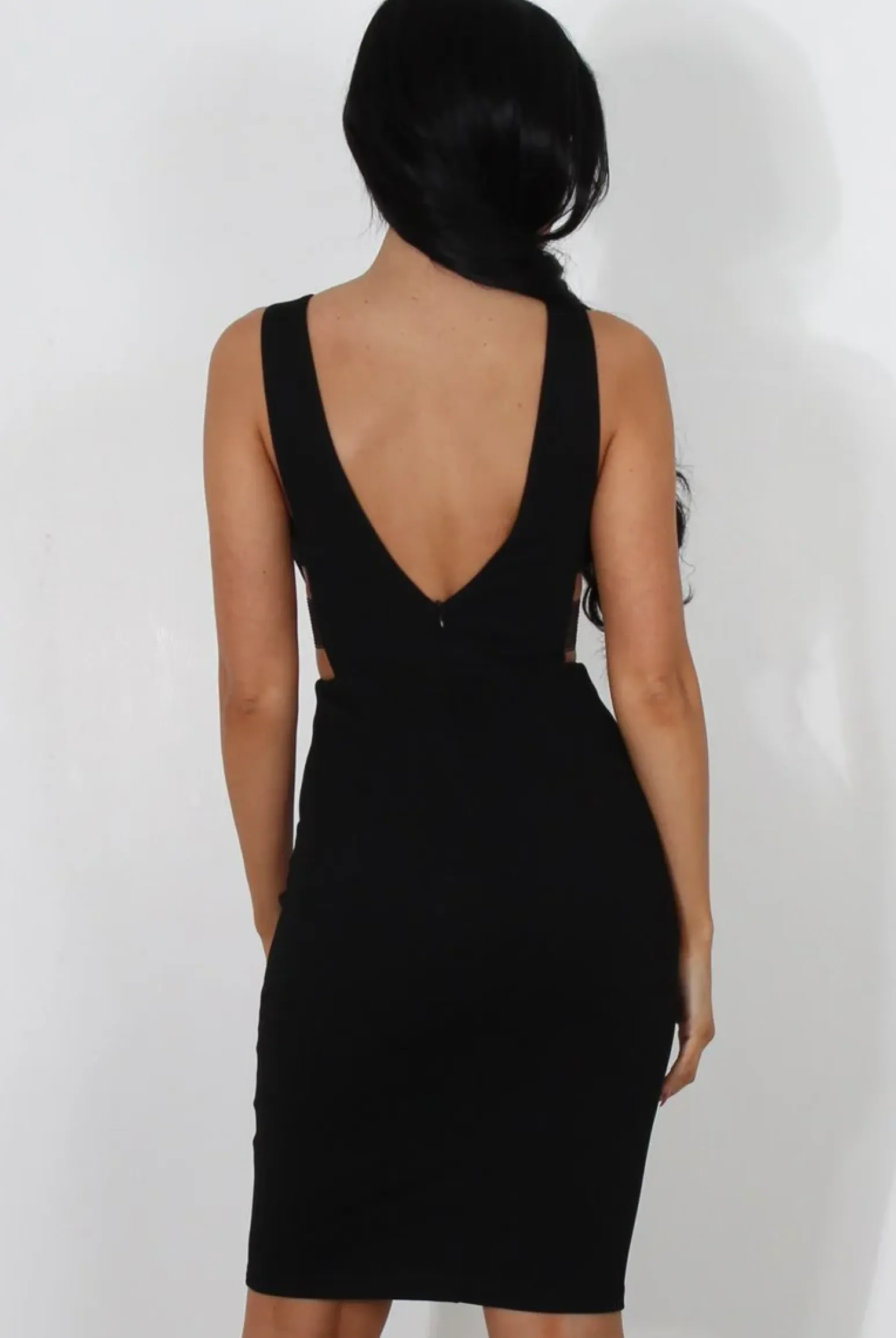 Rebellious Fashion Yonda Black Mesh Detail Dress