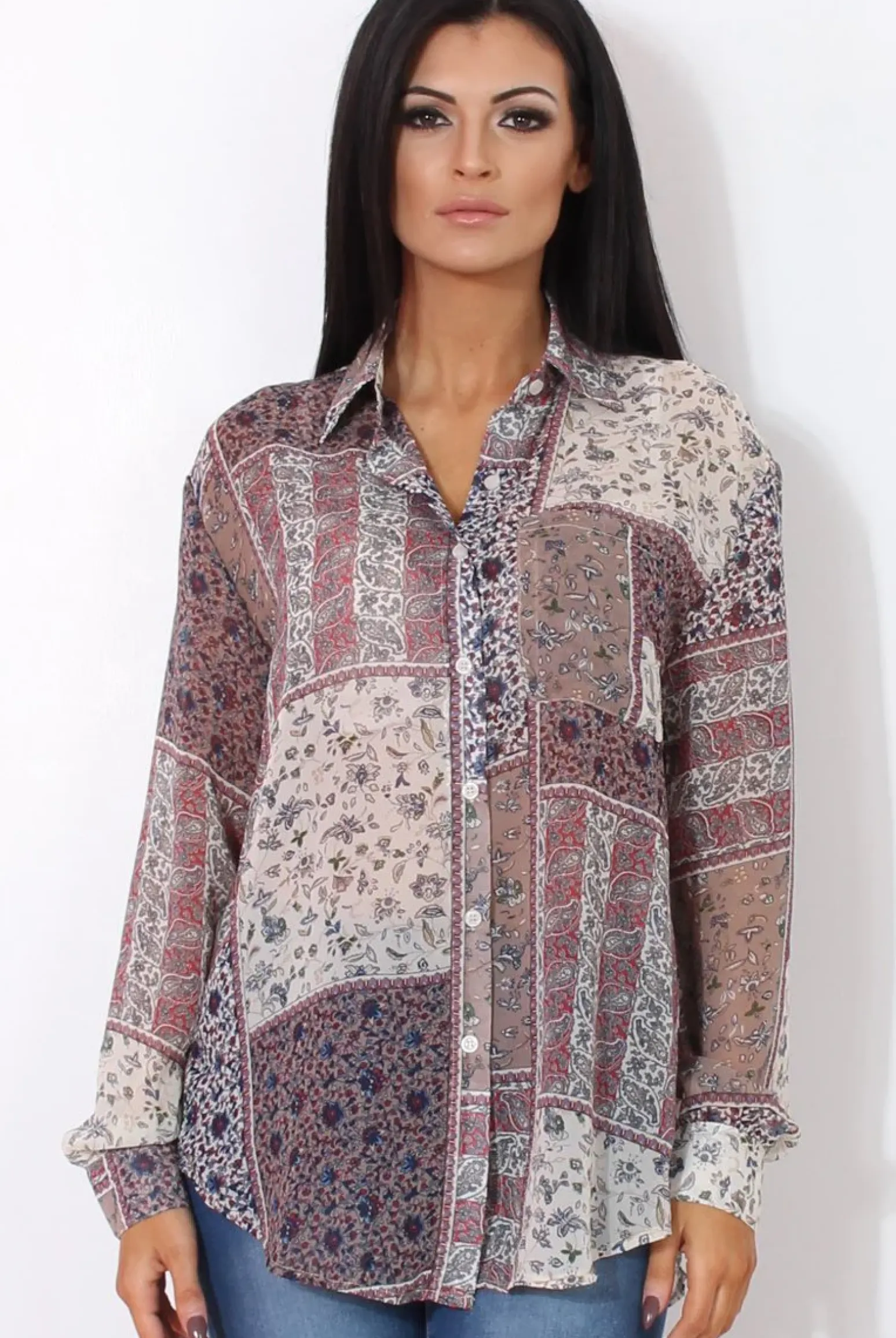 Rebellious Fashion Yuno Lilac Paisley Print Shirt