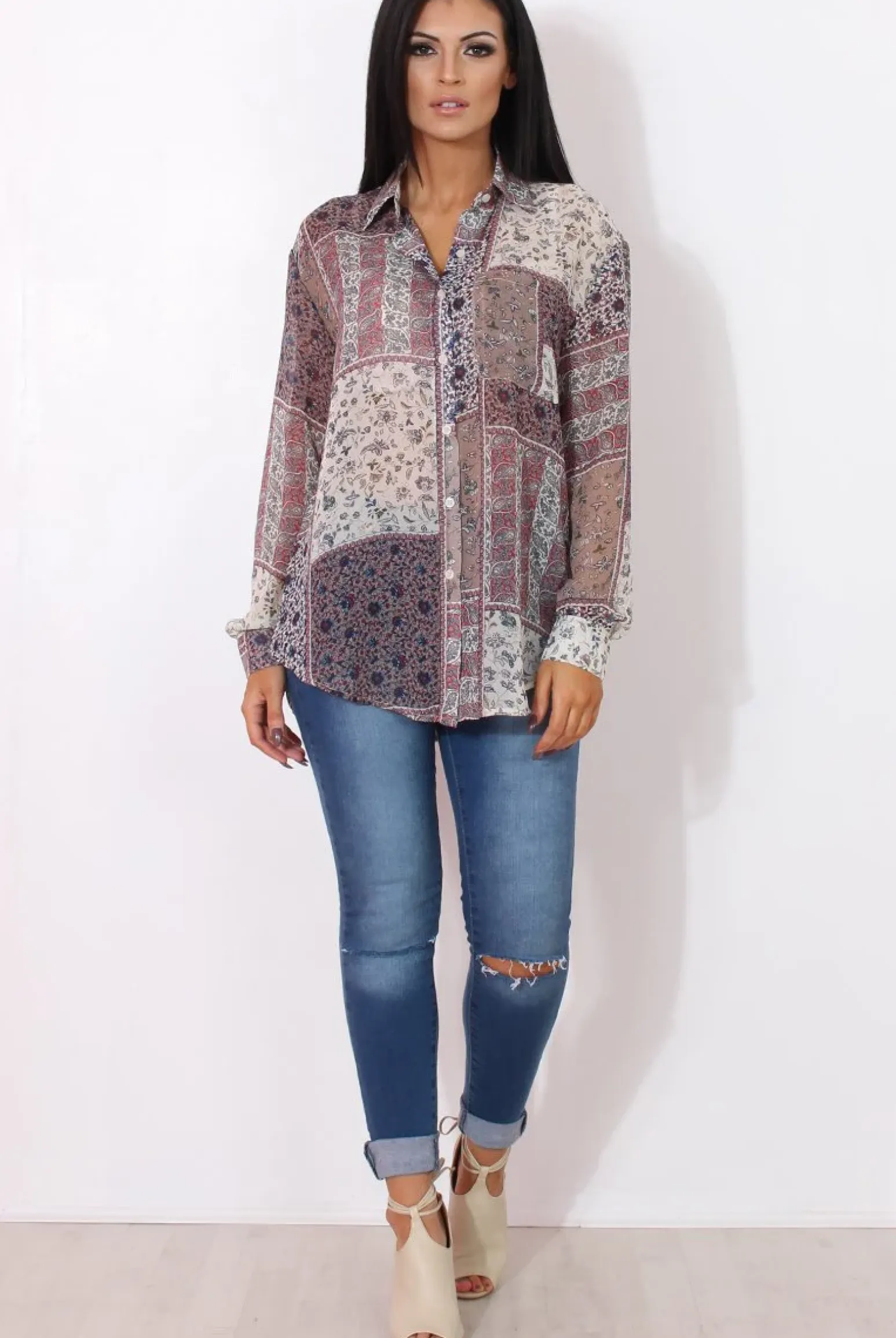 Rebellious Fashion Yuno Lilac Paisley Print Shirt