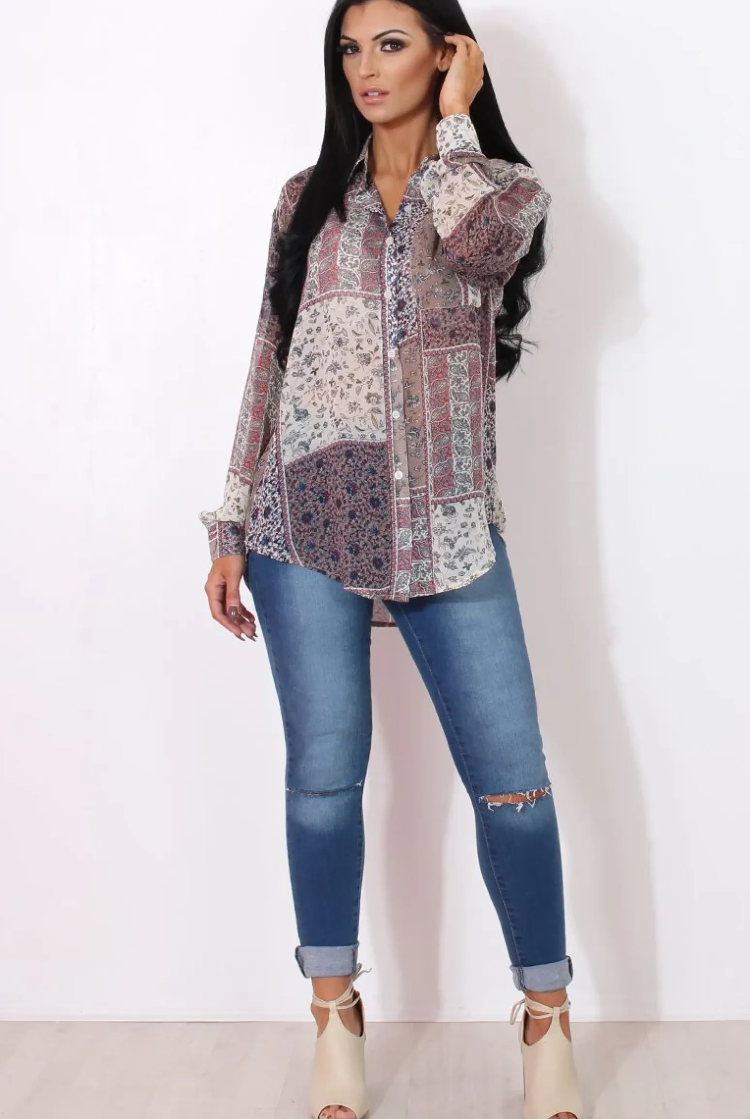 Rebellious Fashion Yuno Lilac Paisley Print Shirt