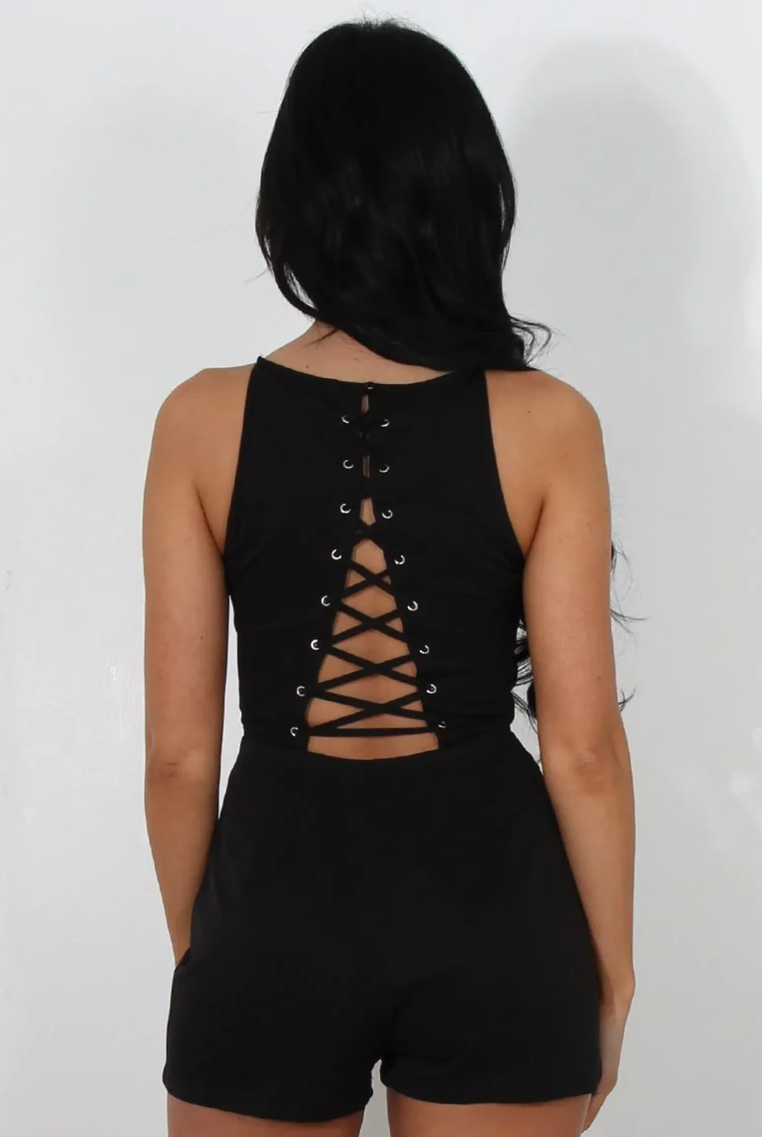Rebellious Fashion Zuly Black Tie Back Playsuit